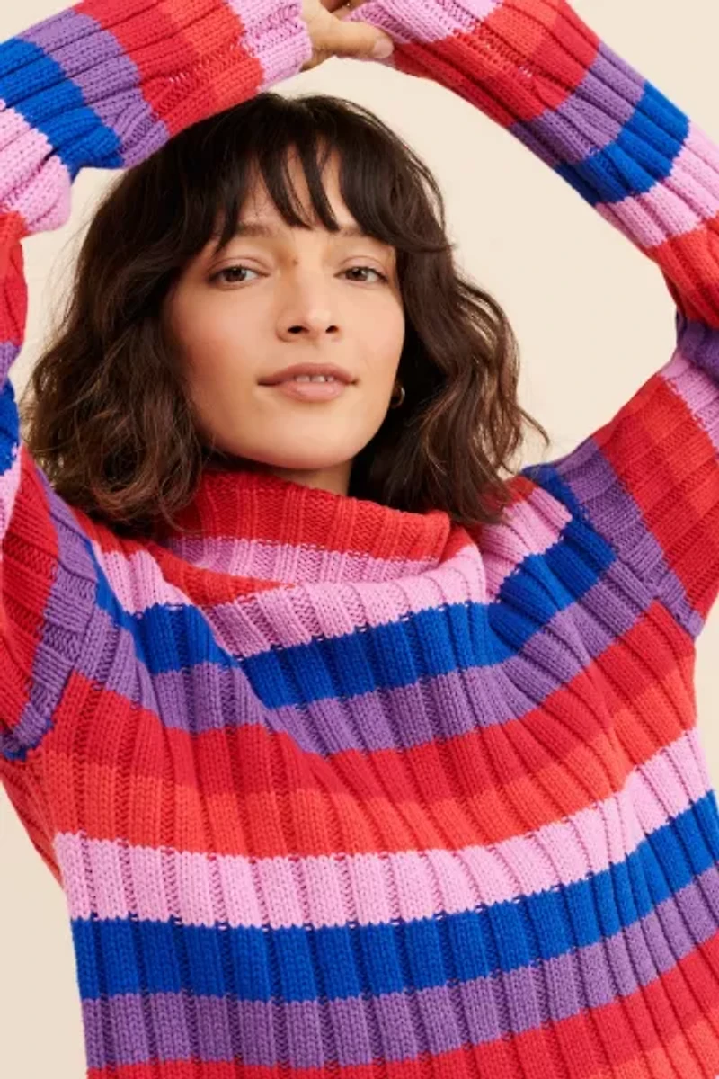 Glamorous Striped Crop Turtleneck