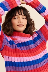 Glamorous Striped Crop Turtleneck