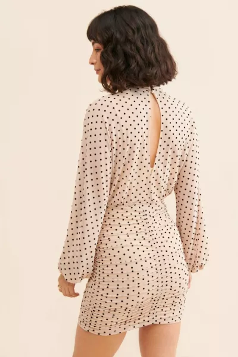 4SI3NNA Polka Dot Ruched Mini Dress