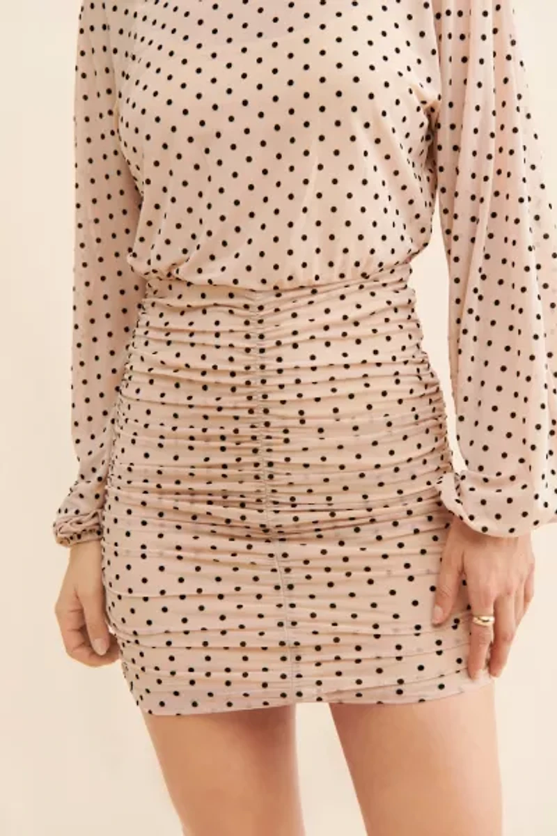 4SI3NNA Polka Dot Ruched Mini Dress