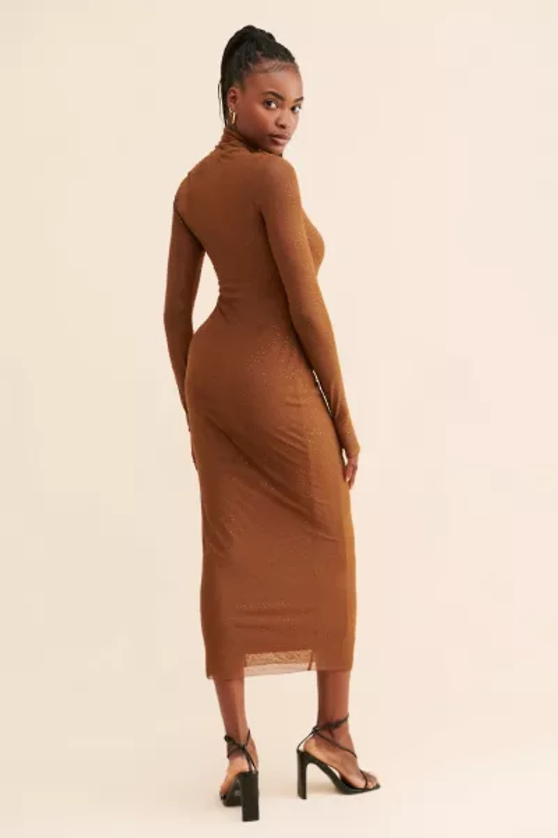 AFRM Shailene Rhinestone Turtleneck Dress