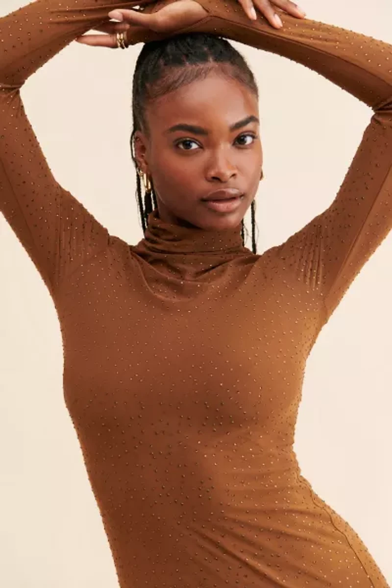 AFRM Shailene Rhinestone Turtleneck Dress