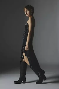 Silence + Noise Luna Velvet Strapless Midi Dress