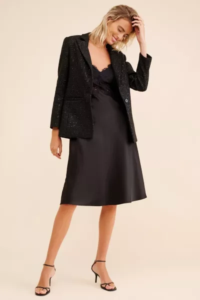 Endless Rose Classic Tweed Sequin Blazer