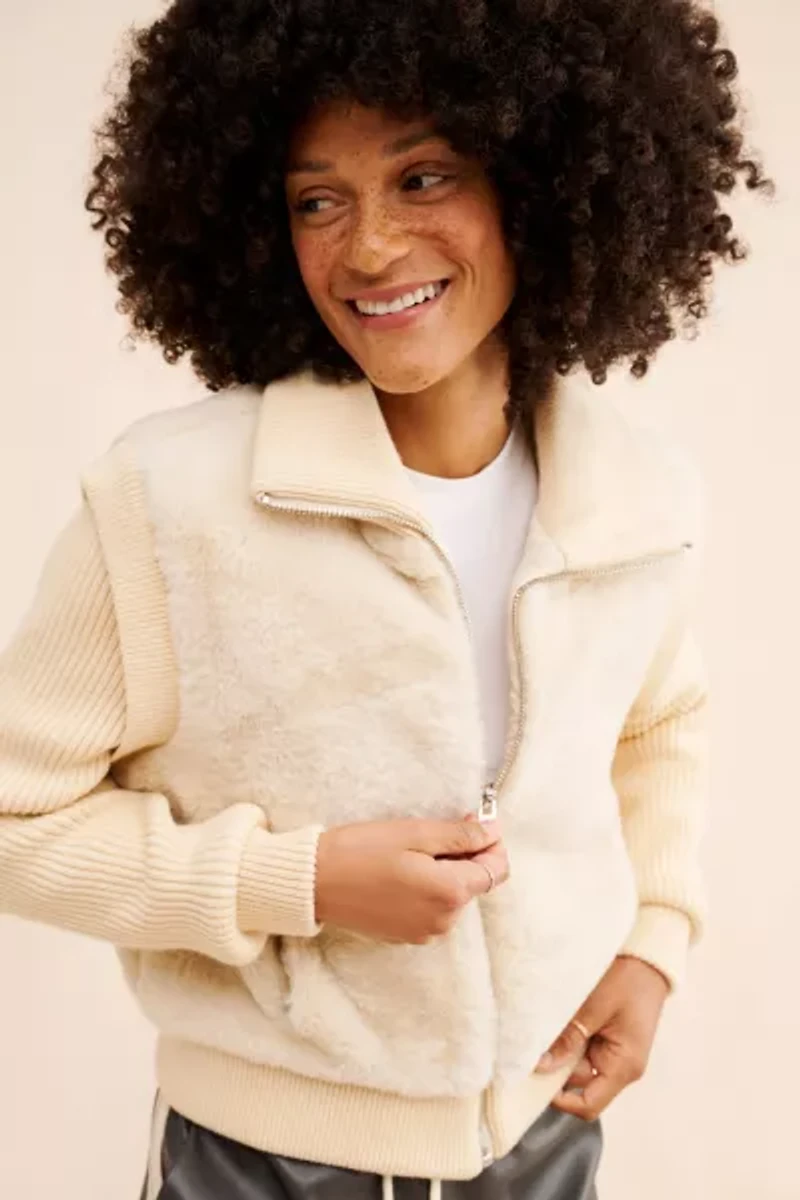[BLANKNYC] Daydreamer Faux Fur Bomber Jacket