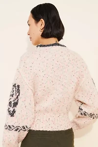 BDG Noelle Patterned Knit Mockneck Pullover Sweater
