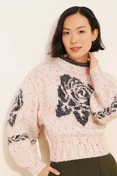 BDG Noelle Patterned Knit Mockneck Pullover Sweater