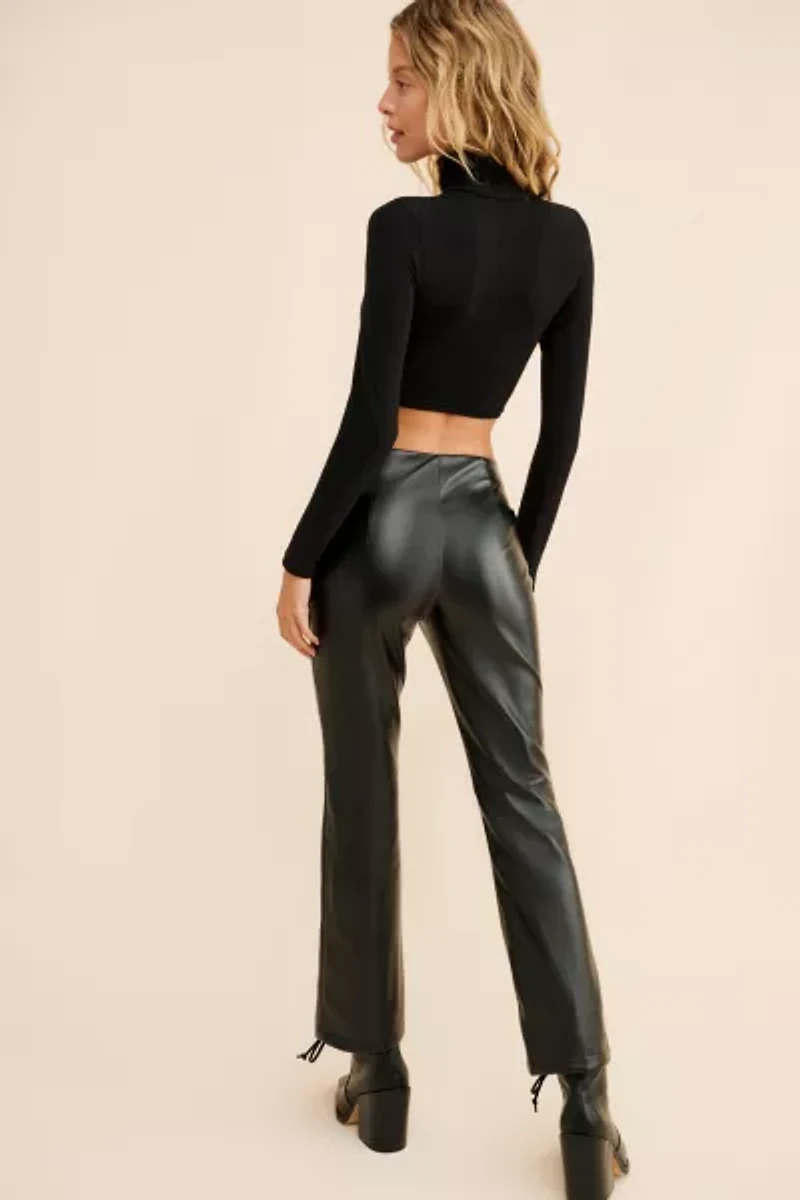 Glamorous Vegan Leather Lace Up Trousers