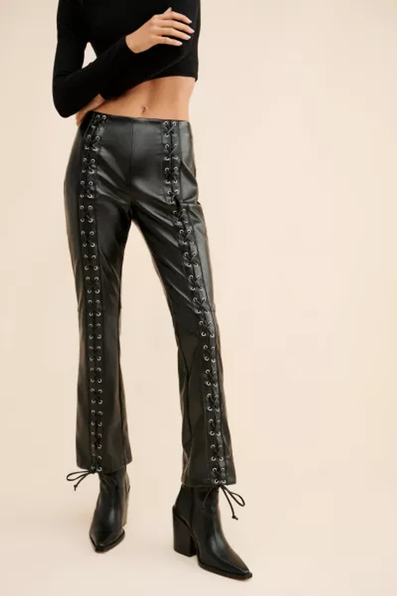 Glamorous Vegan Leather Lace Up Trousers