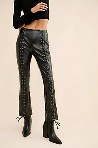 Glamorous Vegan Leather Lace Up Trousers