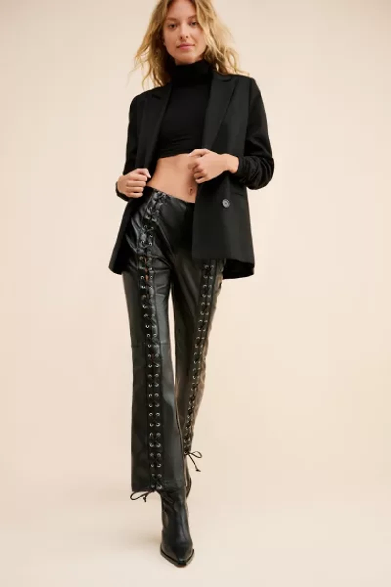 Glamorous Vegan Leather Lace Up Trousers