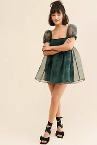 WeWoreWhat Puff-Sleeve Organza Mini Dress