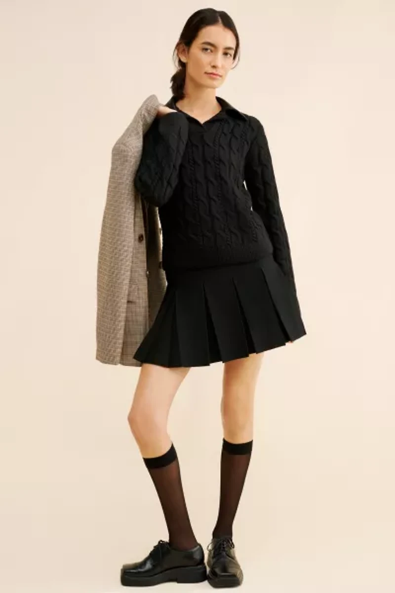 Endless Rose Vegan Leather Collar Sweater