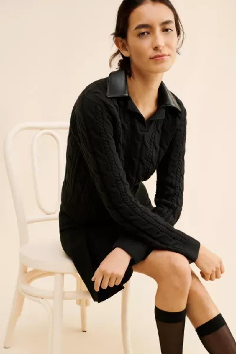 Endless Rose Vegan Leather Collar Sweater