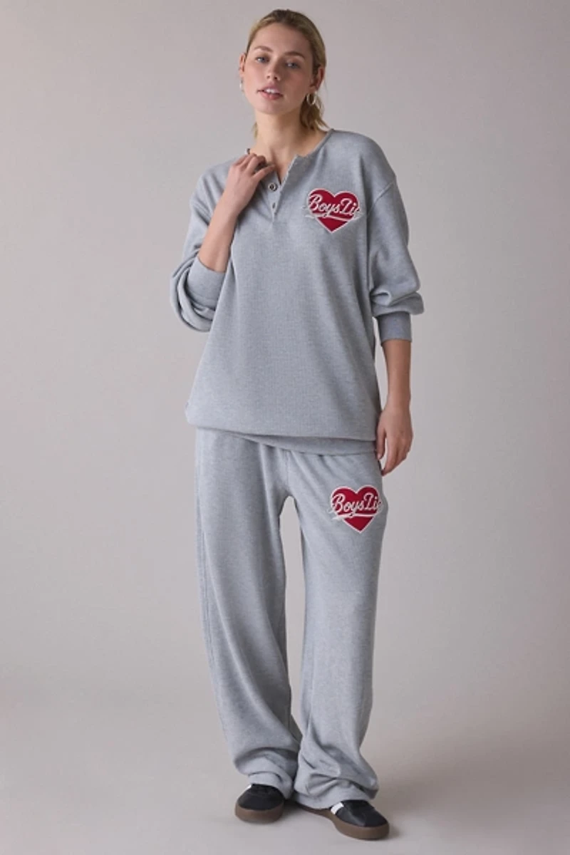 Boys Lie Signature Embroidered Graphic K-Crewneck Thermal Pullover