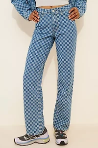 Dot and Lu Dames Checkered Jeans
