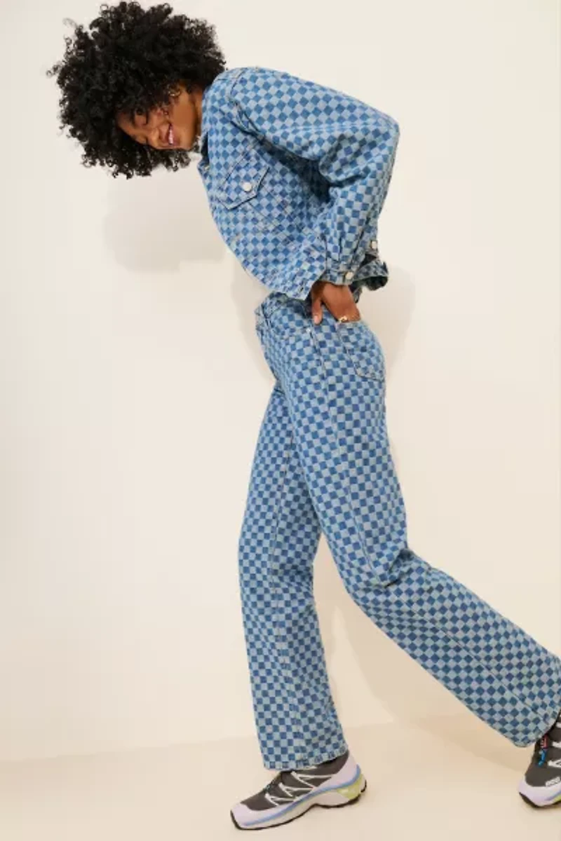 Dot and Lu Dames Checkered Jeans