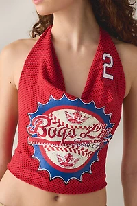 Boys Lie Sport Spice Rhinestone Baseball Graphic Halter Neck Top