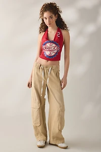 Boys Lie Sport Spice Rhinestone Baseball Graphic Halter Neck Top