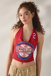 Boys Lie Sport Spice Rhinestone Baseball Graphic Halter Neck Top