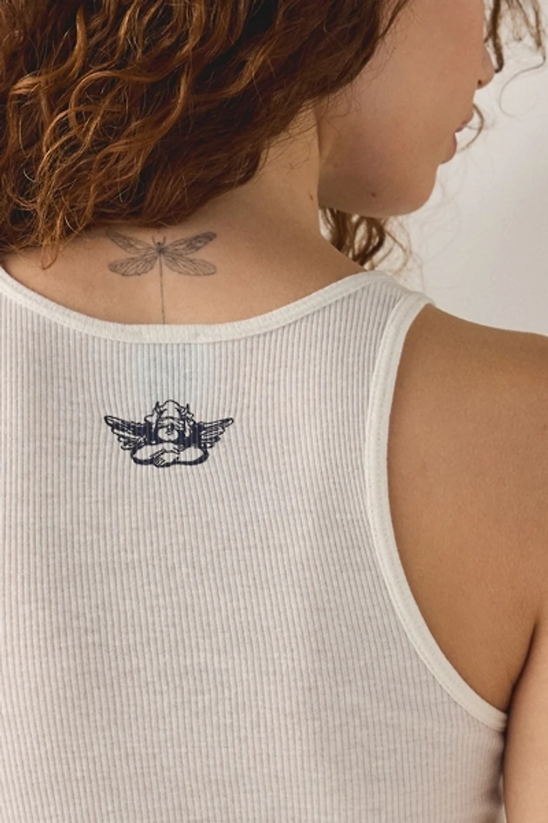 Boys Lie Men Don't Badge Graphic Begee Rib Tank Top