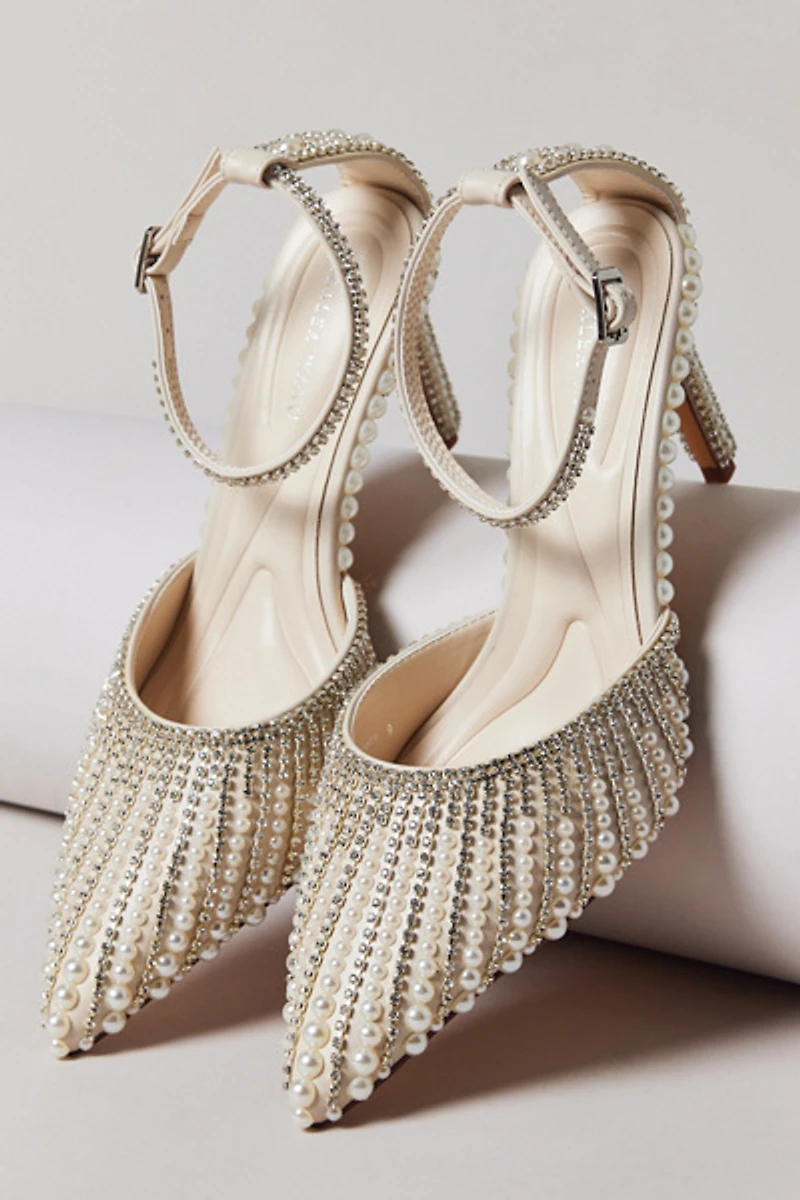 Azalea Wang Davina Pearl Beaded High Heel