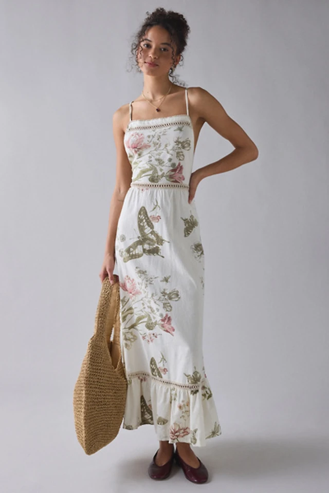floral long sleeve maternity dress Fine Knit Longsleeve Open Back Maxi Dress