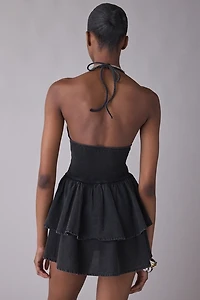 UO With The Band Mixed Media Halter Mini Dress