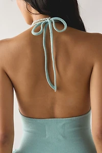 UO With The Band Mixed Media Halter Mini Dress