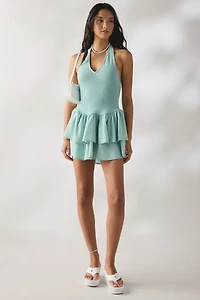 UO With The Band Mixed Media Halter Mini Dress