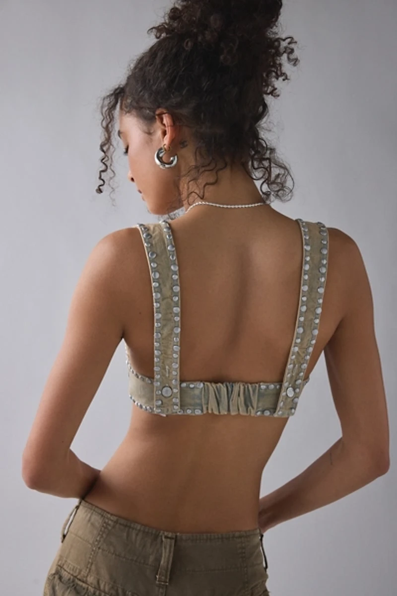 UO The Cut Studded Denim Bra Top