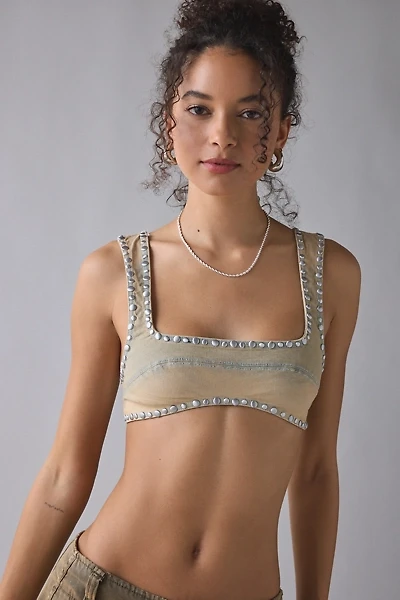 UO The Cut Studded Denim Bra Top