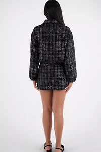 Amy Lynn Marnie Sequin Tweed Cropped Jacket