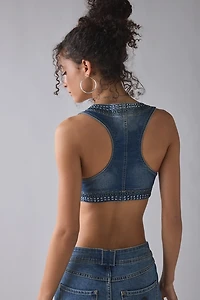 UO The Fame Studded Denim Vest Top