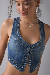 UO The Fame Studded Denim Vest Top