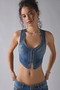 UO The Fame Studded Denim Vest Top