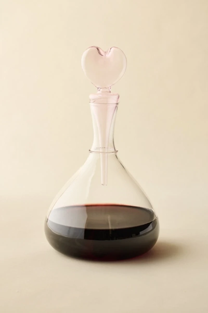 Heart Hand-Blown Glass Decanter