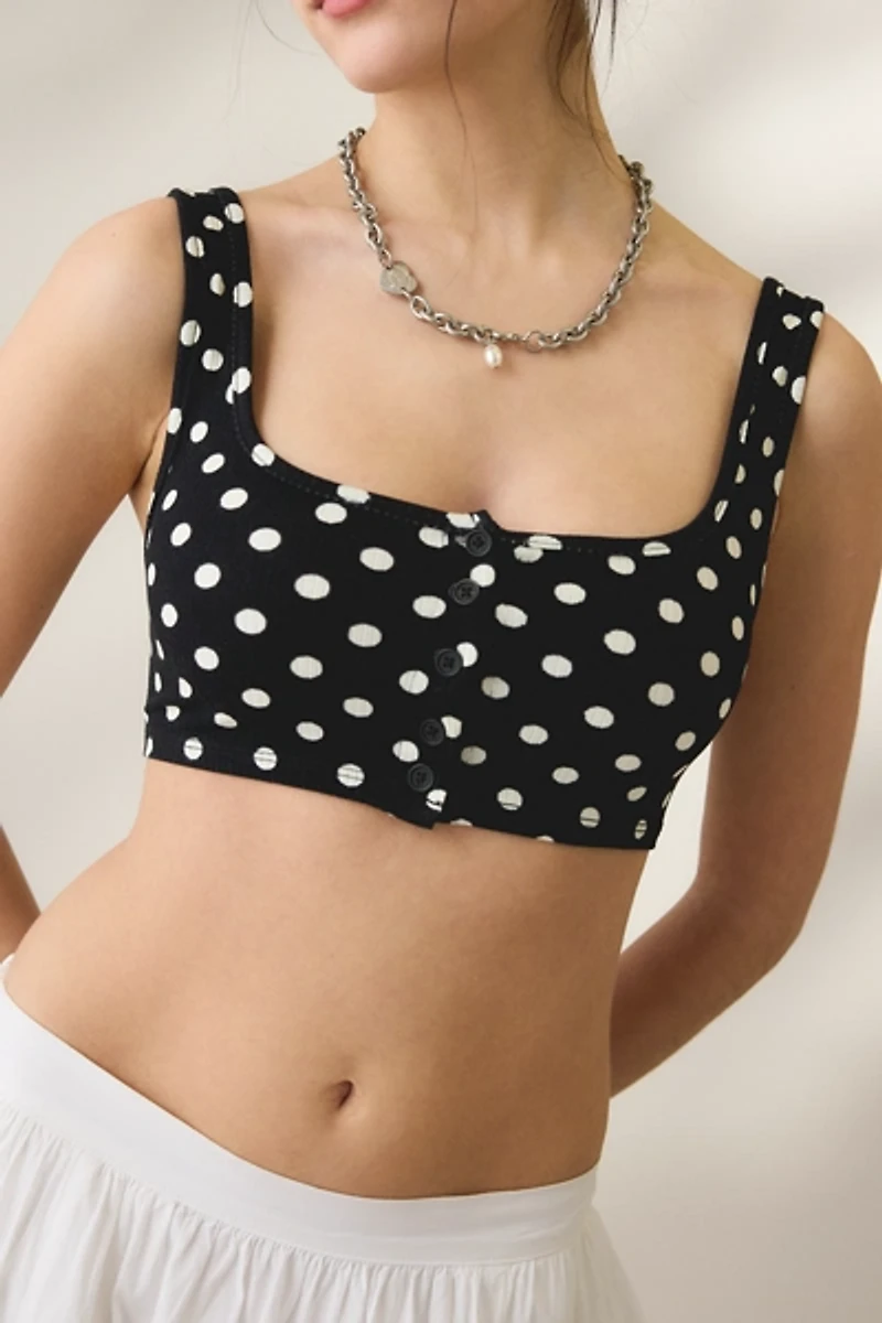 BDG Cassidy Button-Front Micro Tank Top