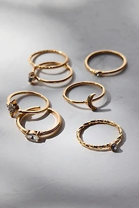 Dainty Celestial Rhinestone Ring Set