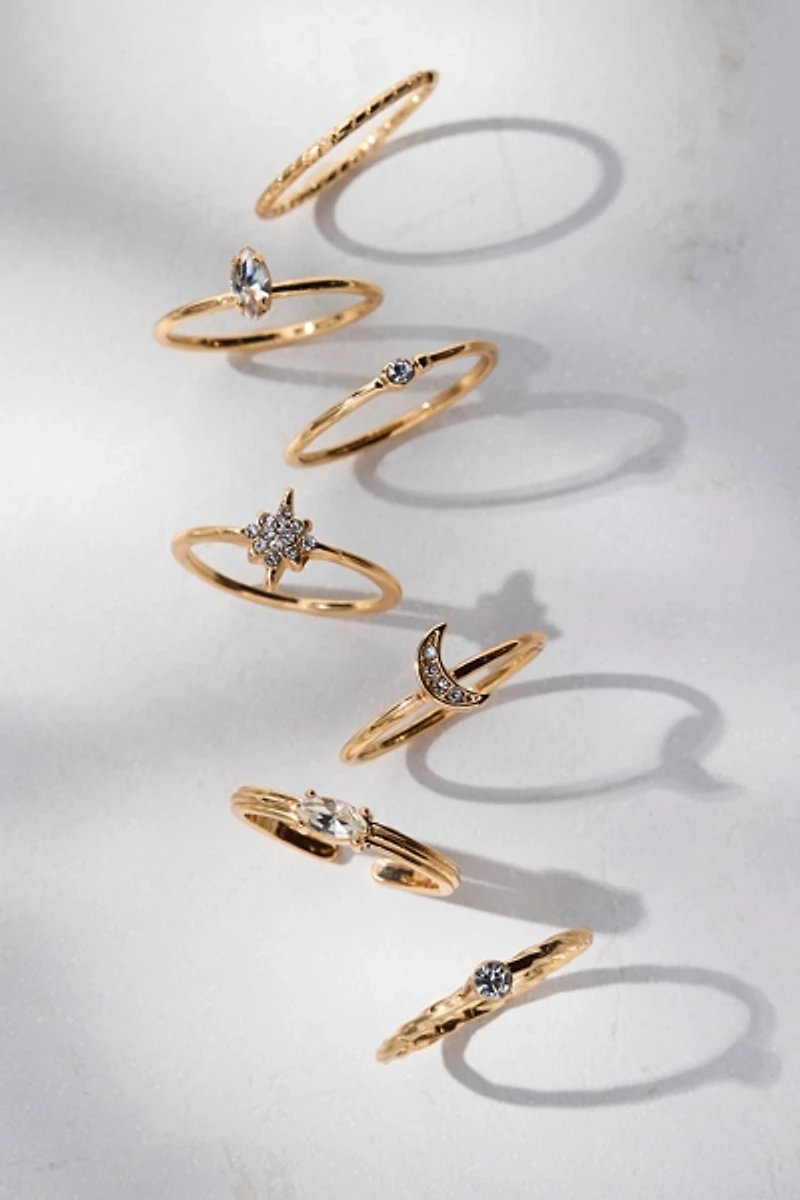 Dainty Celestial Rhinestone Ring Set