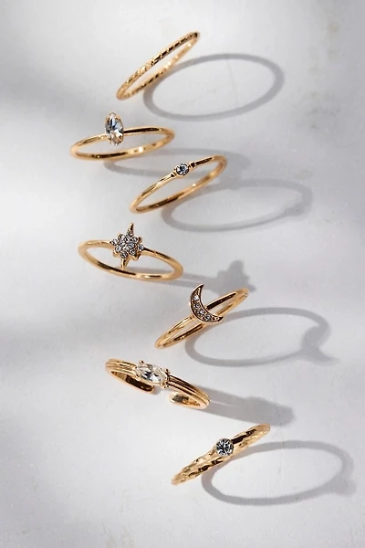 Dainty Celestial Rhinestone Ring Set