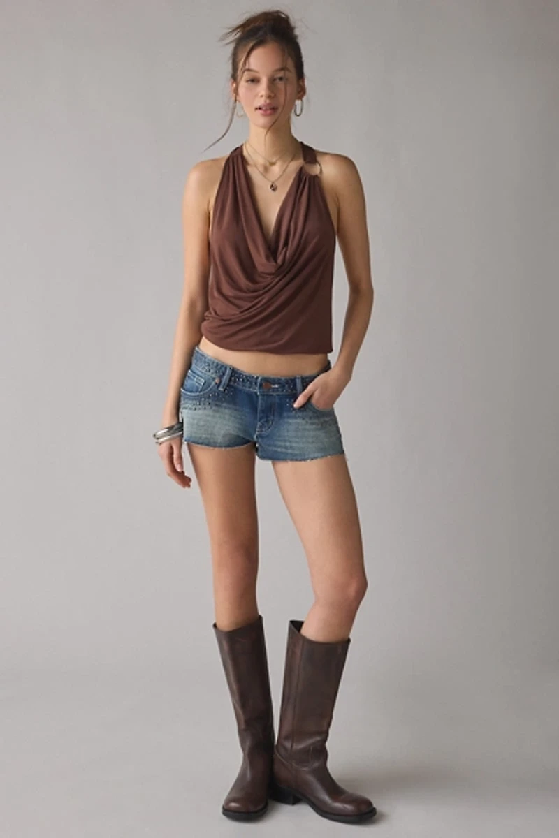 BDG Jenni Studded Low-Rise Denim Micro Short