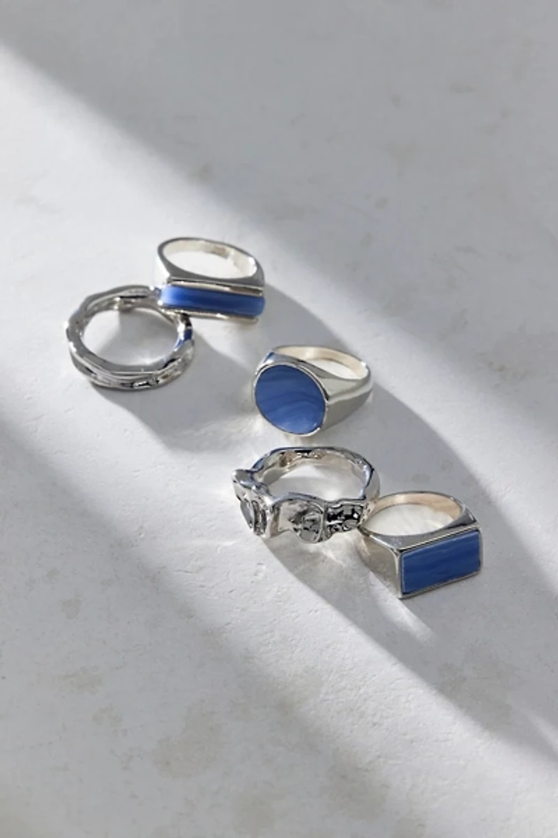 All In Blue Boho Ring Set