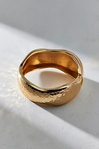 Ana Hammered Metal Wide Bangle Bracelet