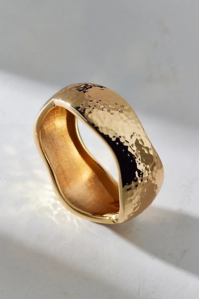 Ana Hammered Metal Wide Bangle Bracelet