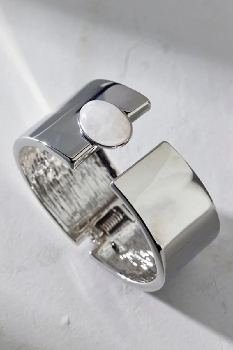 Stone Inset Metal Bangle Bracelet