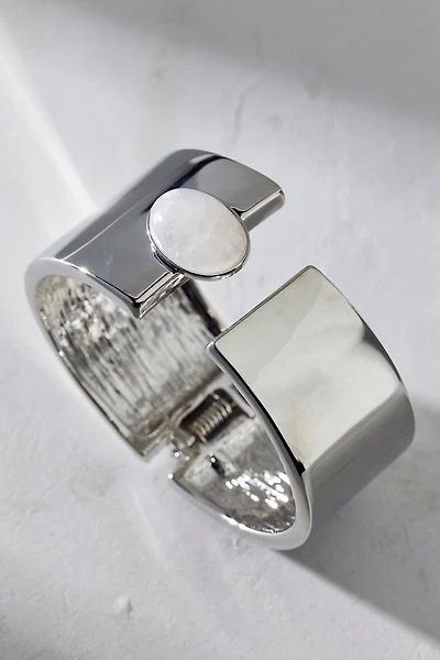 Stone Inset Metal Bangle Bracelet