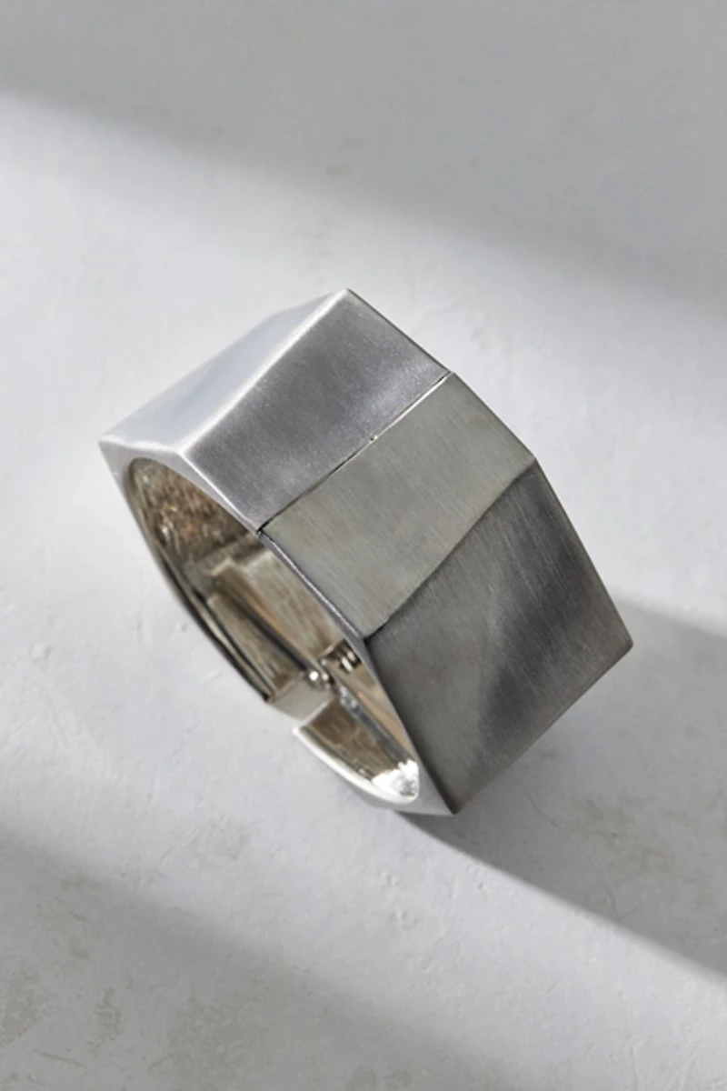 Angular Brushed Metal Bangle Bracelet
