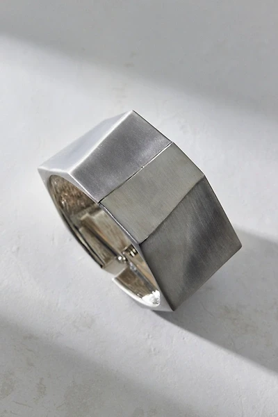 Angular Brushed Metal Bangle Bracelet
