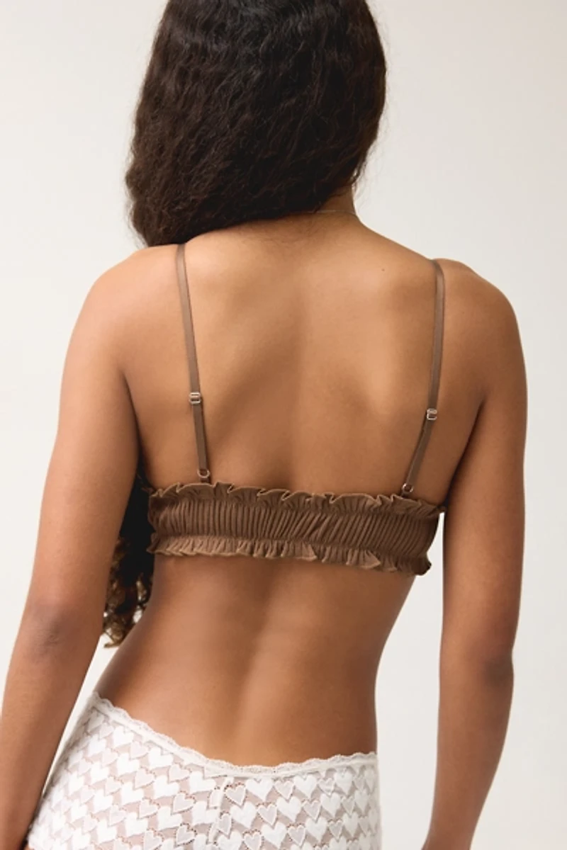 Out From Under Ribbed Ruffle Smocked Bralette